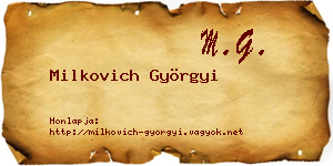 Milkovich Györgyi névjegykártya